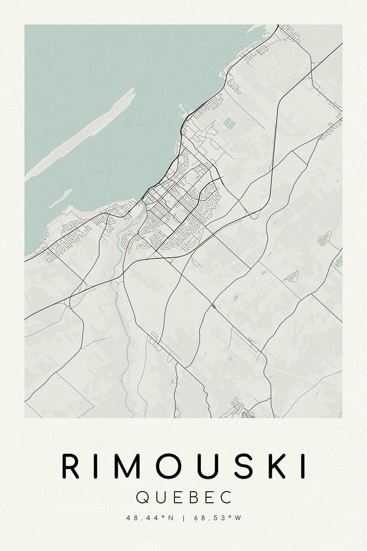 Canada: Quebec: St. Lawrence River Valley: Rimouski, Quebec, A Modern Map - The Map Chest