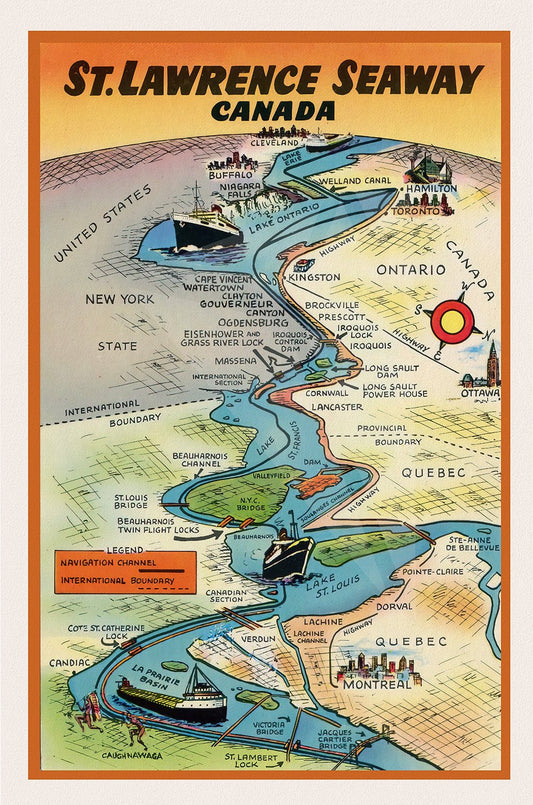 Canada: Quebec: St. Lawrence River Valley: St. Lawrence Seaway Canada - The Map Chest