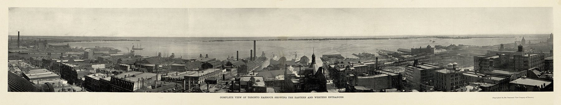 Canada: Toronto Maps: Waterfront: Complete view of Toronto harbour showing the eastern and western entrances.1910 - The Map Chest