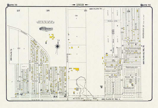 Plate 73, Toronto Uptown West, Wychwood North, 1910, map on heavy cotton canvas, 20 x 30" approx. - Image #1
