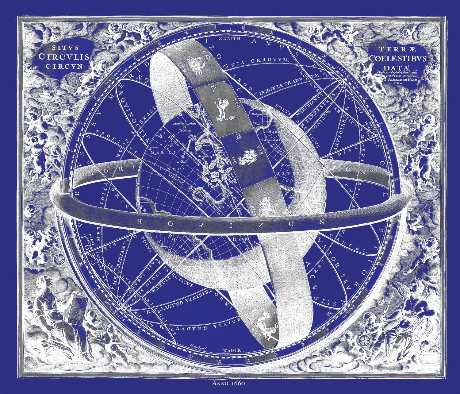 Celestial: Cellarius, Harmoni Macrocosmica XI, 1660 Cyanotype - The Map Chest