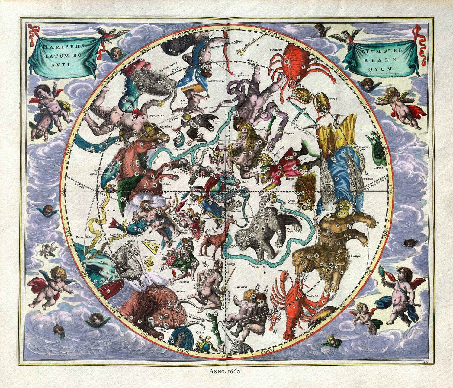 Celestial: Cellarius, Harmoni Macrocosmica XXIV, 1660 - The Map Chest