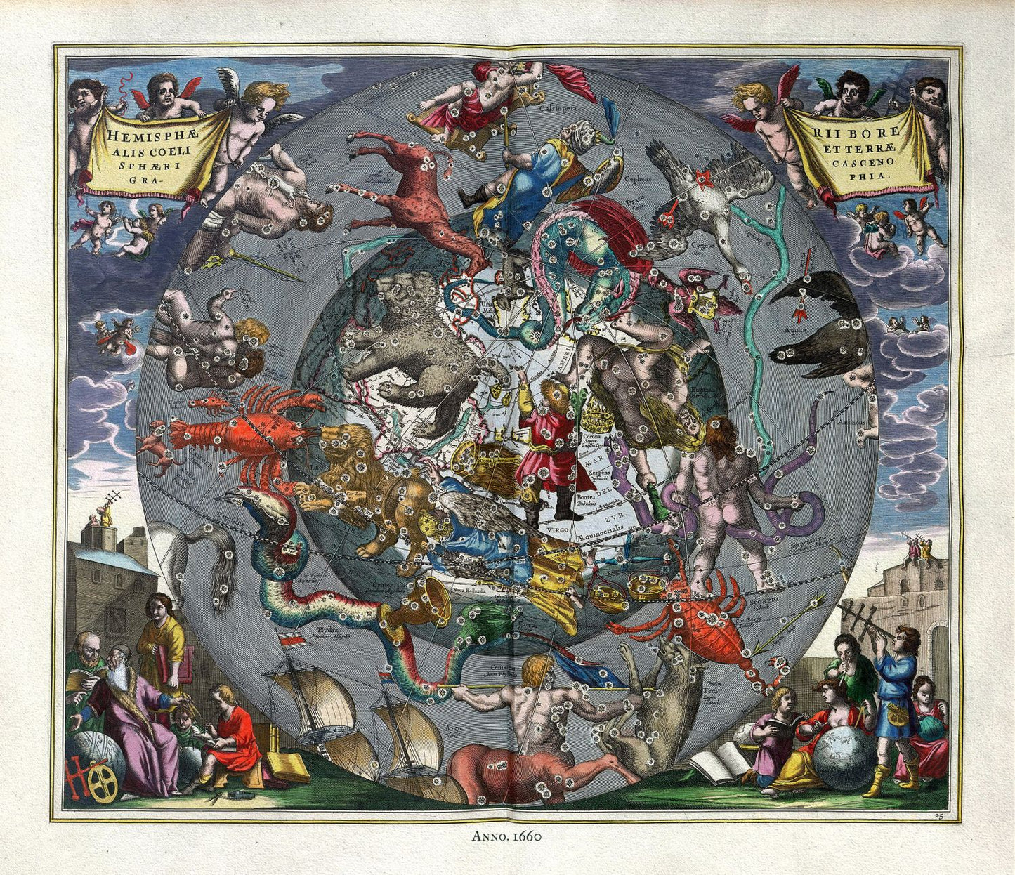 Celestial: Cellarius, Harmoni Macrocosmica XXV - , 1660 - The Map Chest