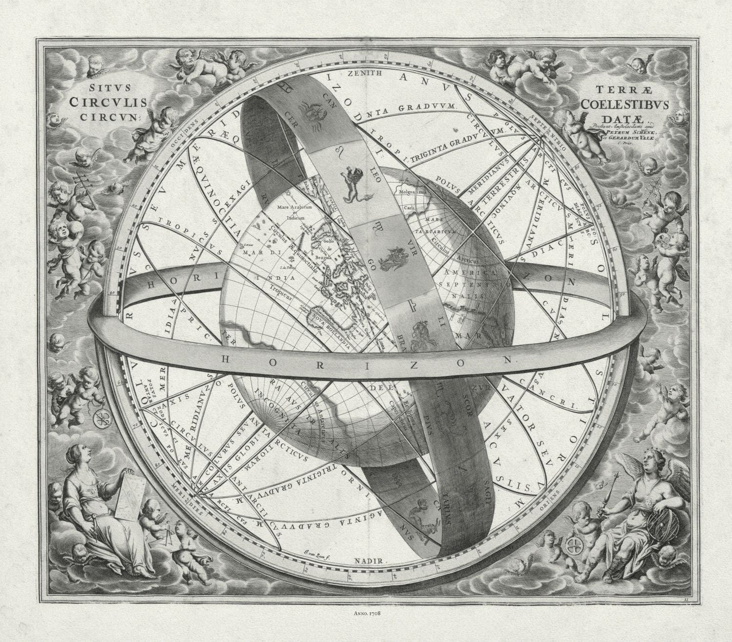 Celestial: Cellarius, Harmonia Macrocosmica , Plate XI, 1708 BWY - The Map Chest