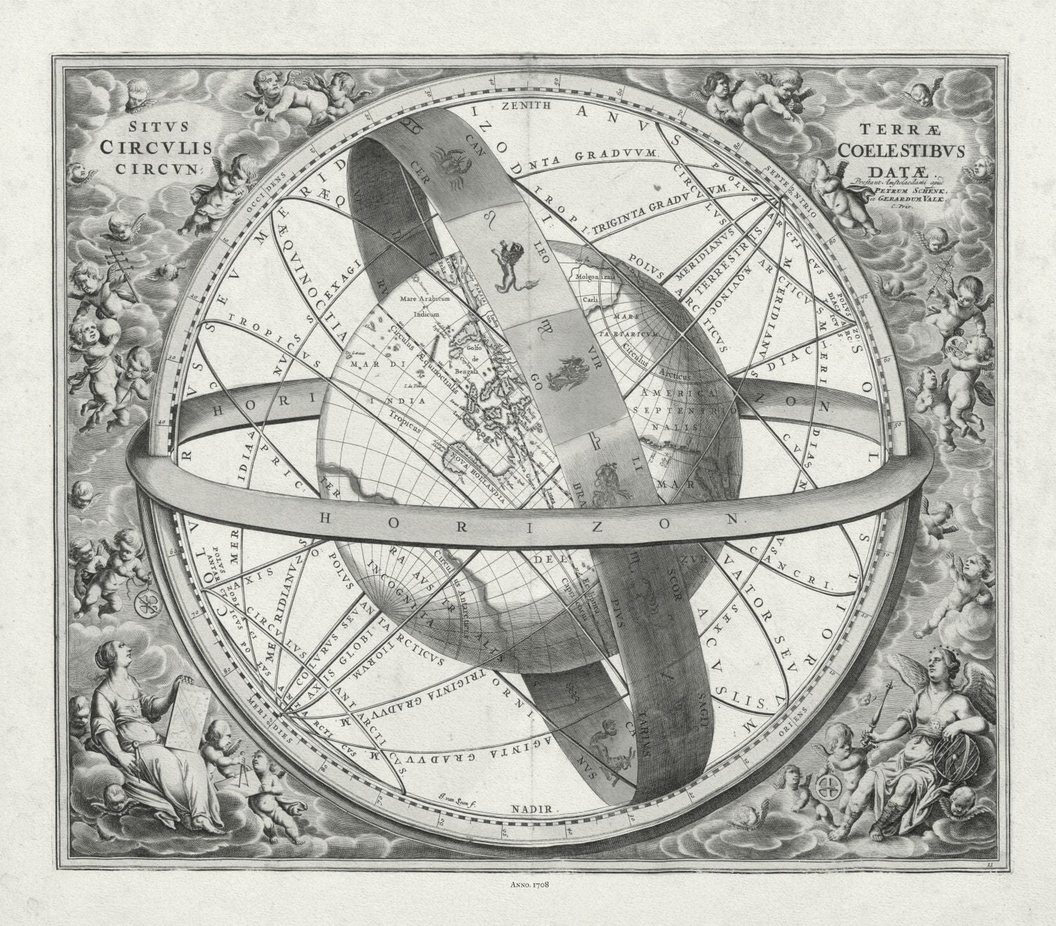 Celestial: Cellarius, Harmonia Macrocosmica , Plate XI, 1708 BWY - The Map Chest