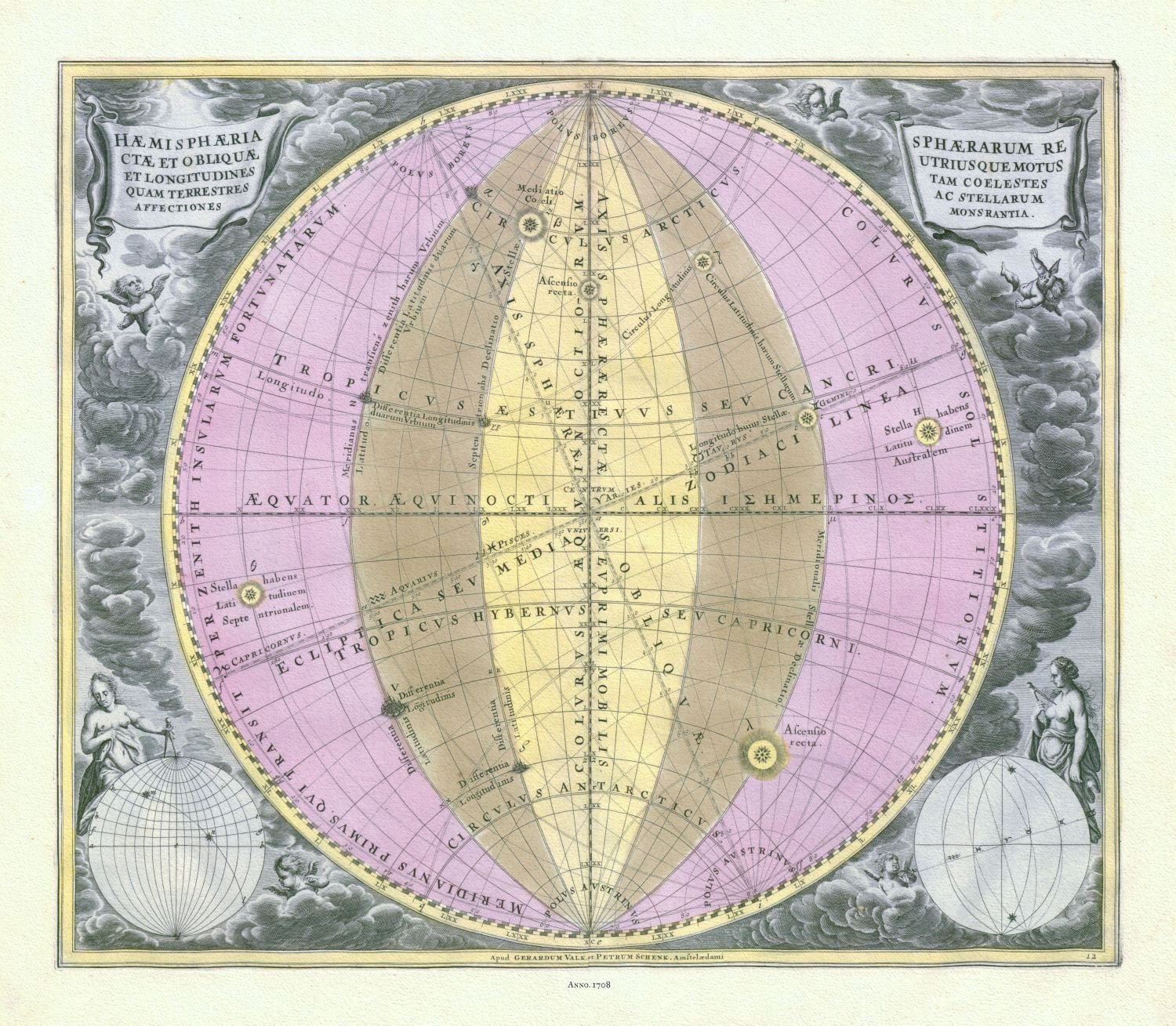 Celestial: Cellarius, Harmonia macrocosmica , Plate XII, 1708 - The Map Chest