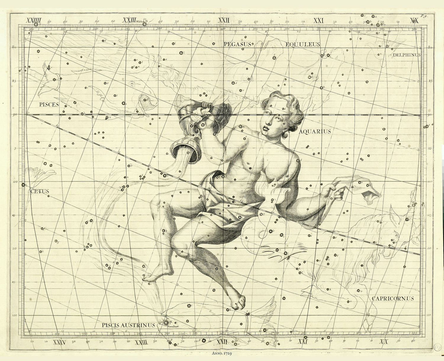 Celestial: Constellation: Aquarius,1729, Flamsteed auth. - The Map Chest