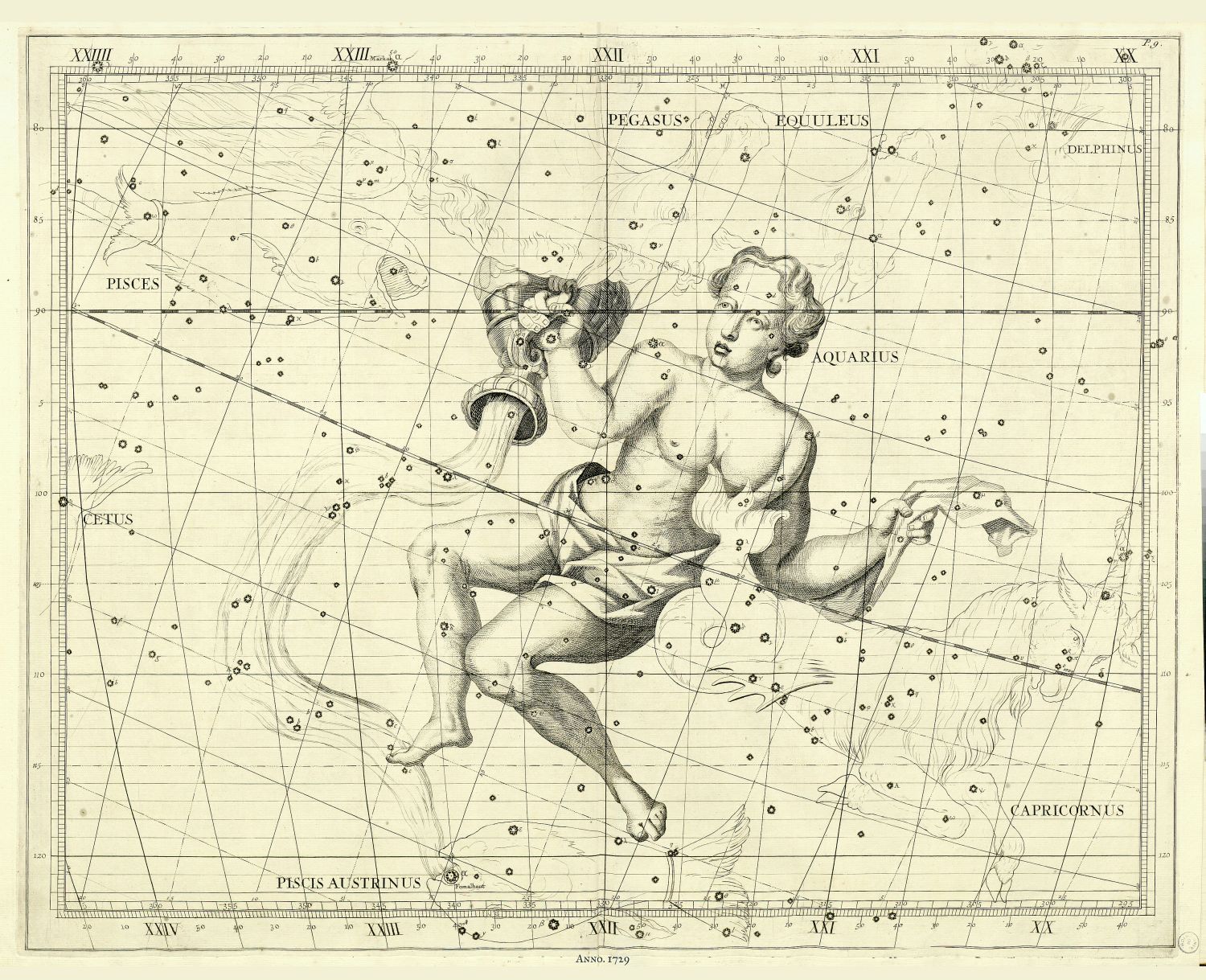 Celestial: Constellation: Aquarius,1729, Flamsteed auth. - The Map Chest
