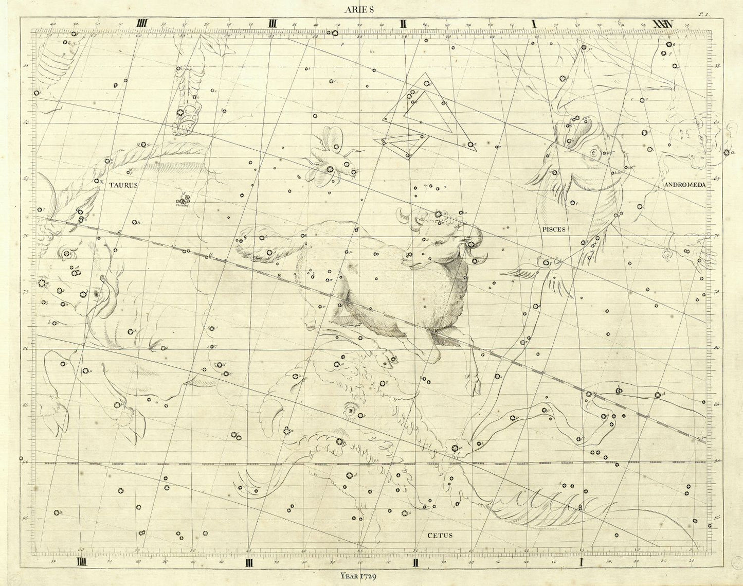 Celestial: Constellation: Aries, 1729, Flamsteed auth. - The Map Chest