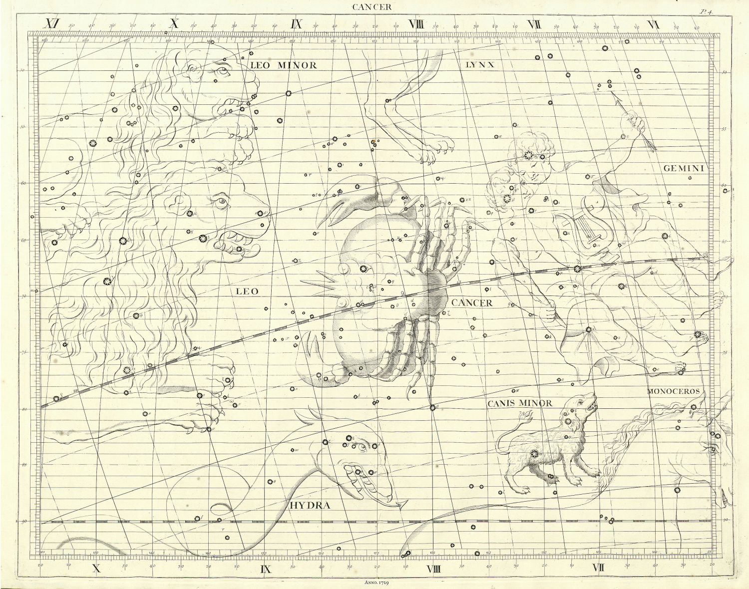 Celestial: Constellation: Cancer, 1729, Flamsteed auth. - The Map Chest