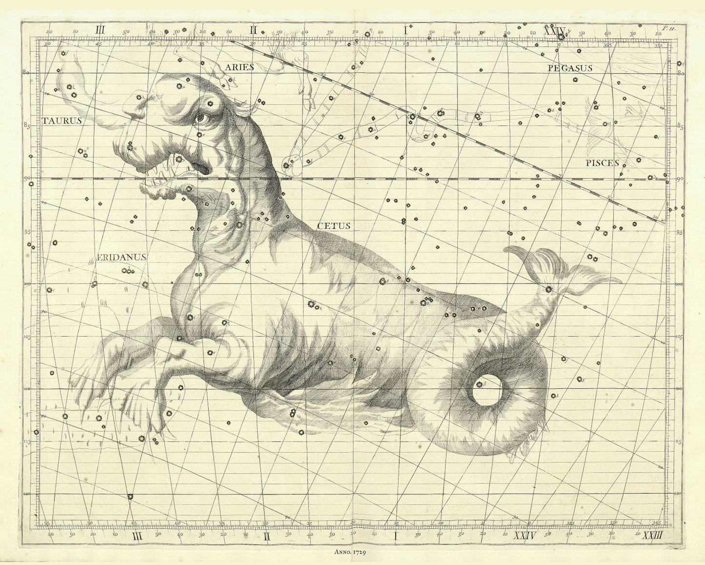 Celestial: Constellation: Cetus, 1729, Flamsteed auth. - The Map Chest