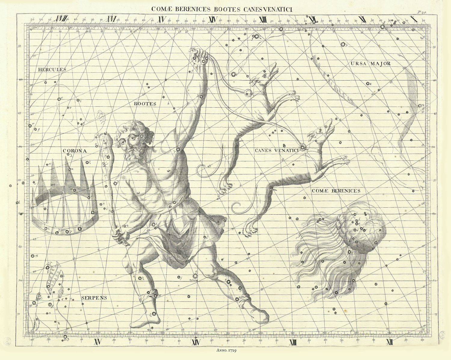 Celestial: Constellation: Comae Berenices, Bootes, Canes Venatici, 1729, Flamsteed auth. - The Map Chest