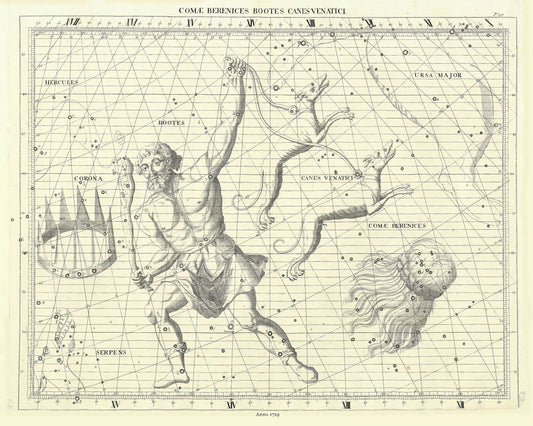 Celestial: Constellation: Comae Berenices, Bootes, Canes Venatici, 1729, Flamsteed auth. - The Map Chest