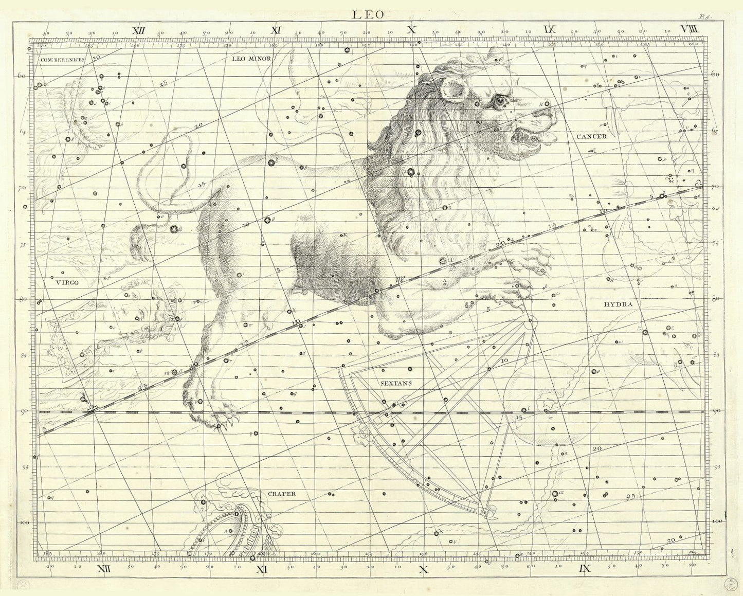 Celestial: Constellation: Leo, 1729, Flamsteed auth. - The Map Chest