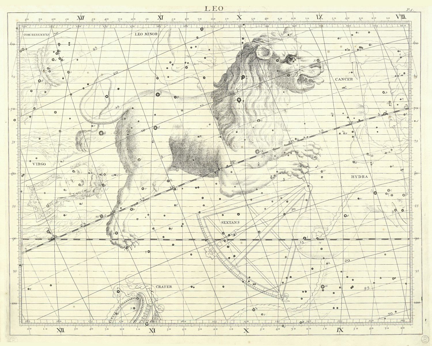 Celestial: Constellation: Leo, 1729, Flamsteed auth. - The Map Chest