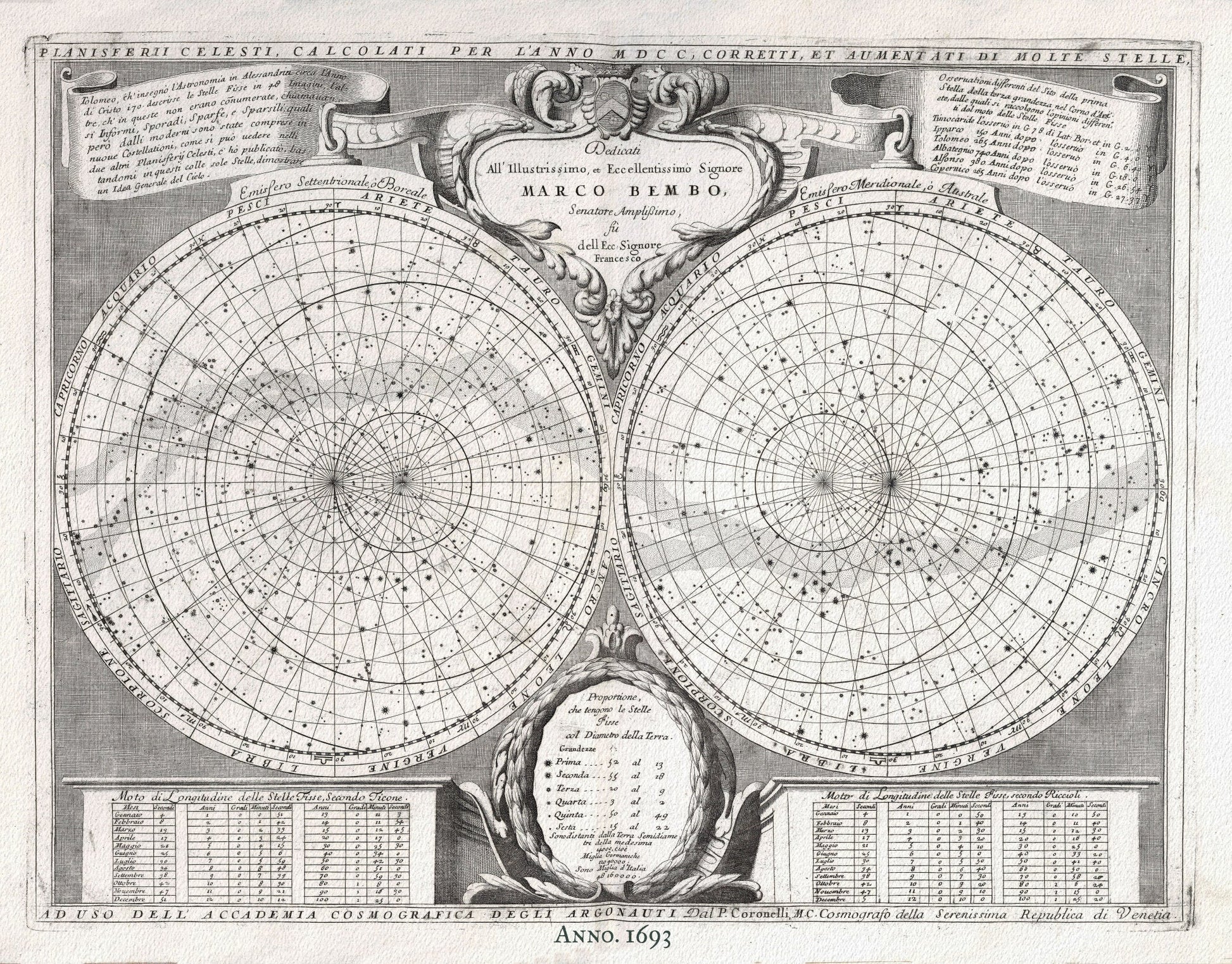 Celestial: Coronelli, Celestial II, 1693, - The Map Chest
