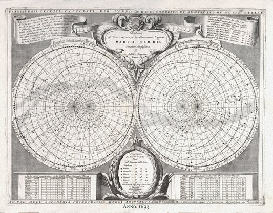 Celestial: Coronelli, Celestial II, 1693, - The Map Chest