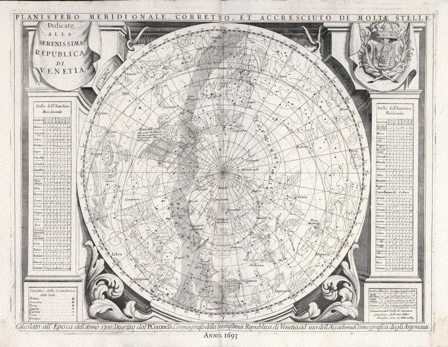 Celestial: Coronelli, Celestial IV, 1693, - The Map Chest
