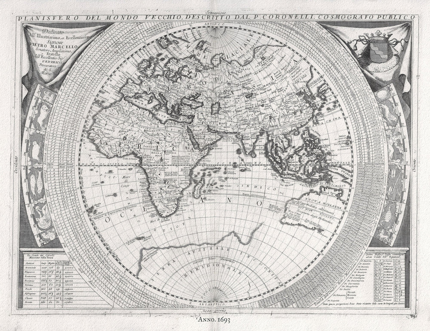 Celestial: Coronelli, Celestial & World, 1693, - The Map Chest