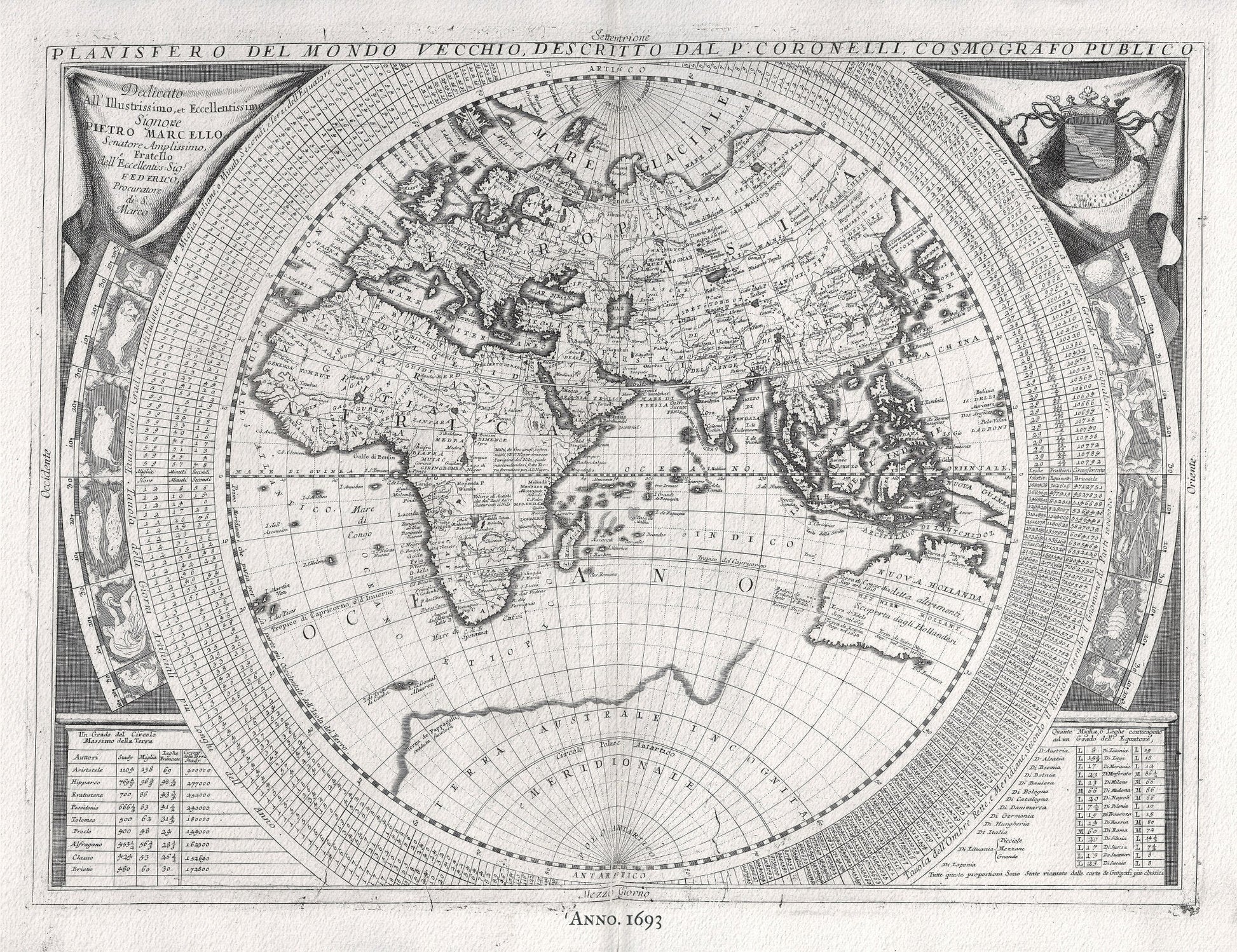 Celestial: Coronelli, Celestial & World, 1693, - The Map Chest