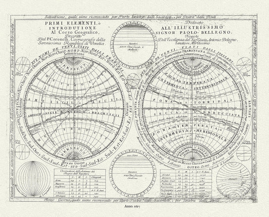 Celestial: Earth Geometry,1697, Coronelli et Accademia cosmografica degli Argonauti - The Map Chest