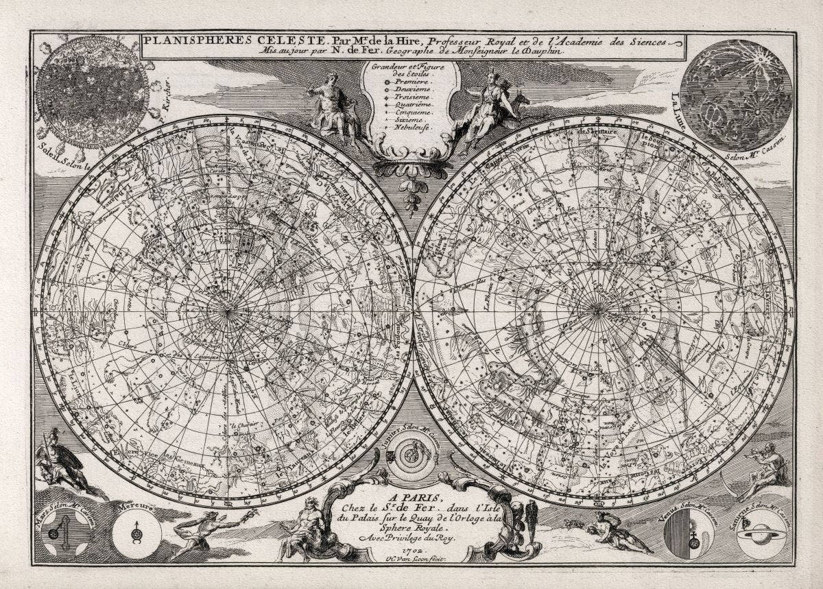 Celestial: Fer, Planispheres Celeste, 1702 - The Map Chest
