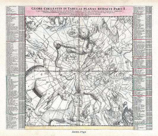 Celestial: Globi Coelestis in Tabula Planas Redacti Pars I, 1742, Doppelmayr auth. - The Map Chest