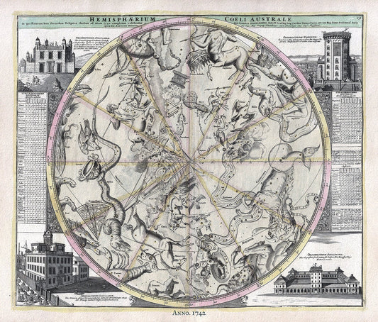Celestial: Hemisphaerium Coeli Australe, 1742, Doppelmayr auth. - The Map Chest