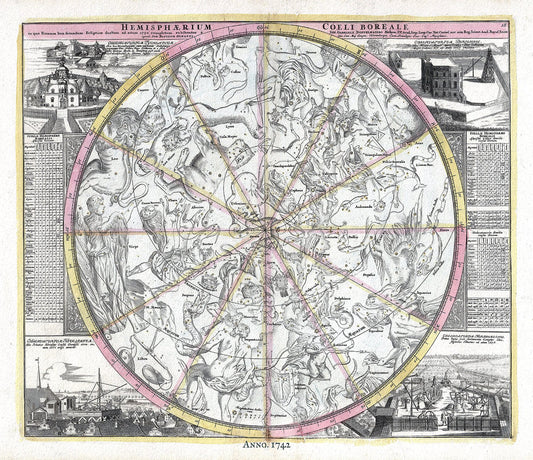 Celestial: Hemispharium Coeli Boreale, 1742, Doppelmayr auth. - The Map Chest