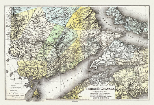 Dominion of Canada around the Bay of Fundy, 1880 - The Map Chest