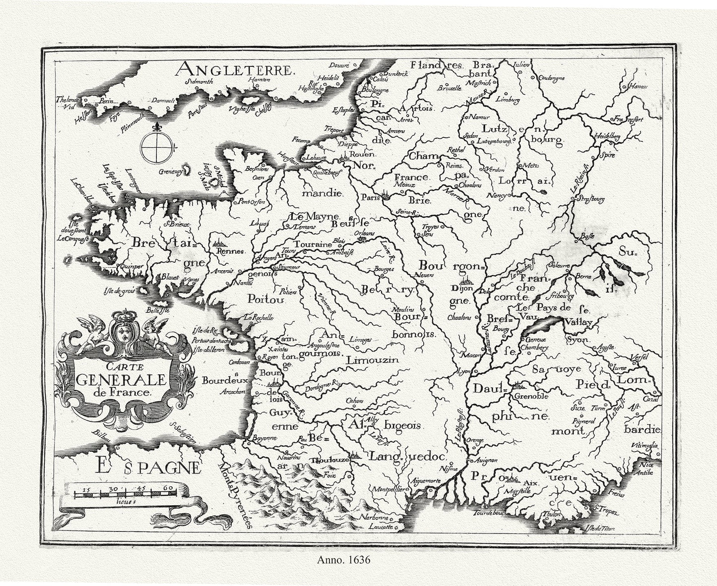 Europe: Carte generale de France,1636, Tassin auth. - The Map Chest
