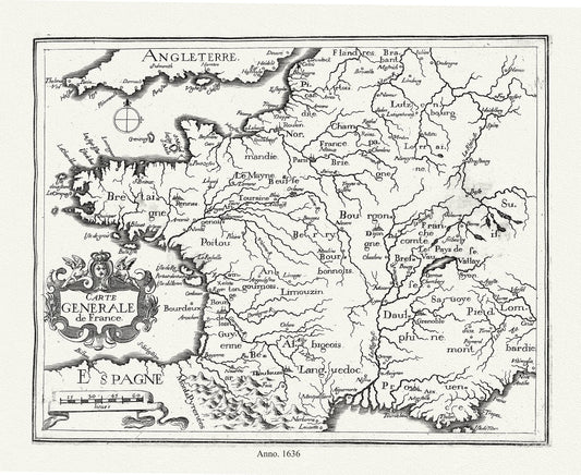 Europe: Carte generale de France,1636, Tassin auth. - The Map Chest
