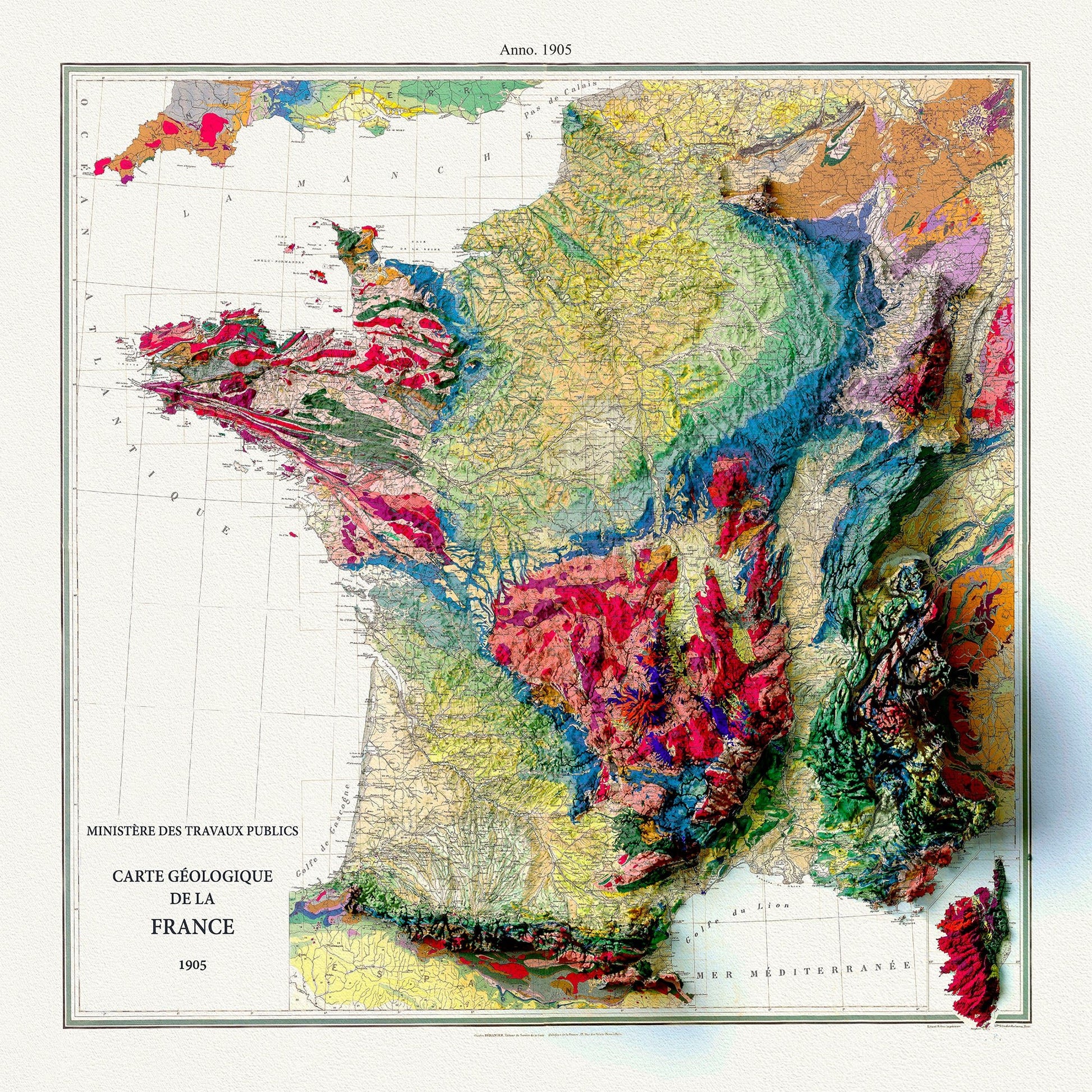 Europe: Carte Geologique de France, 1905 - The Map Chest