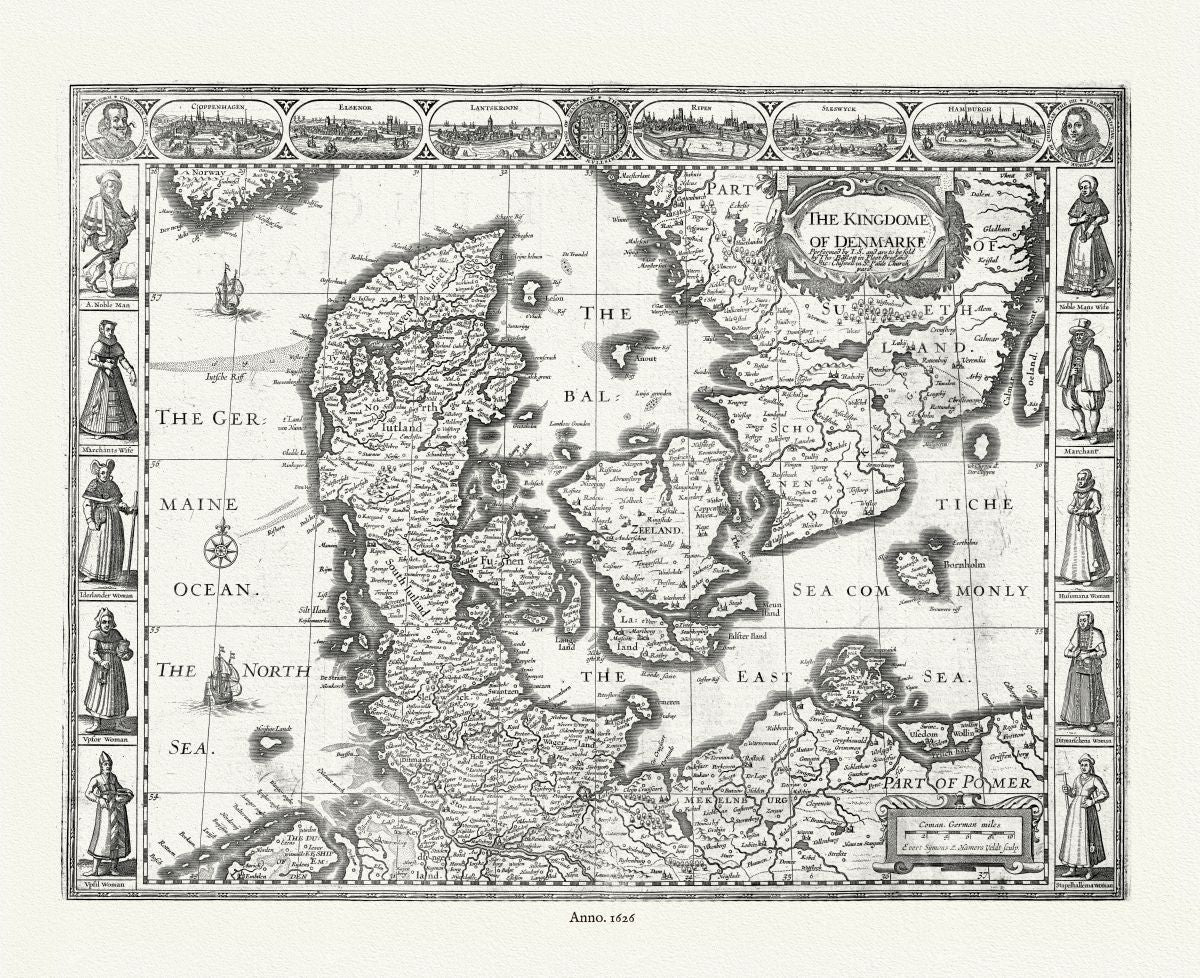 Europe: Denmark, 1626, Speed authore - The Map Chest