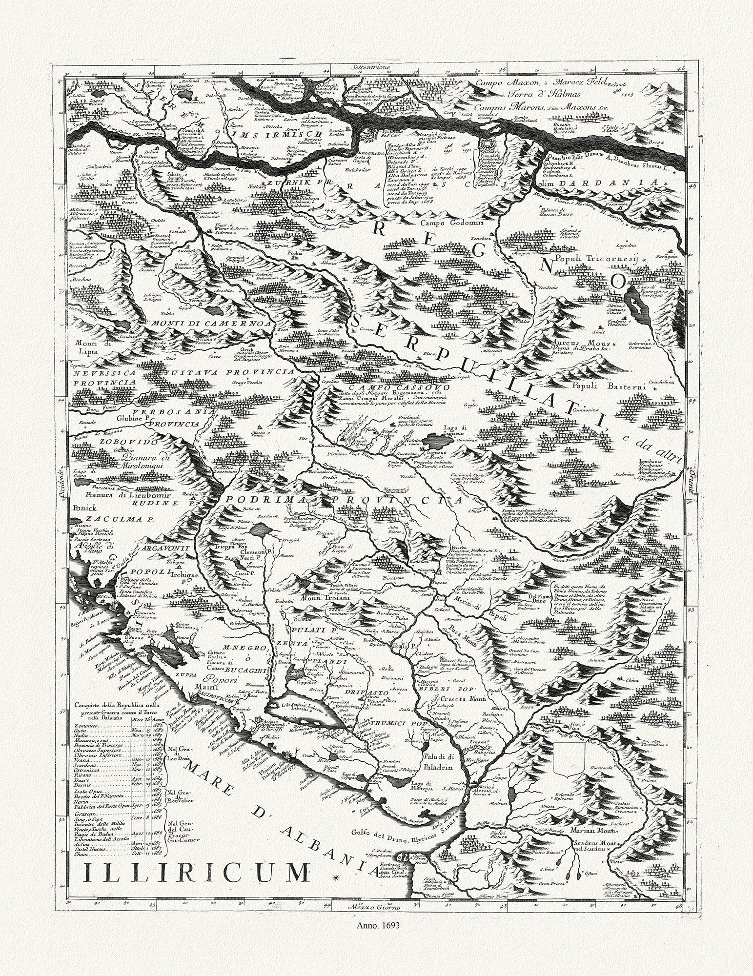 Europe: East: Danube River Valley: Coronelli (Vicenzo 1650 - 1718), Corso del Danubio (Planche 2 de 6), 1693 - The Map Chest