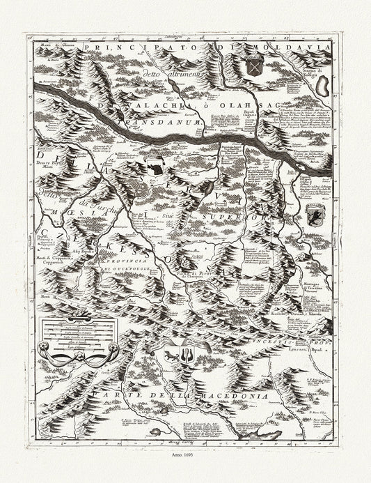 Europe: East: Danube River Valley: Coronelli (Vicenzo 1650 - 1718), Corso del Danubio (Planche 3 de 6), 1693 - The Map Chest