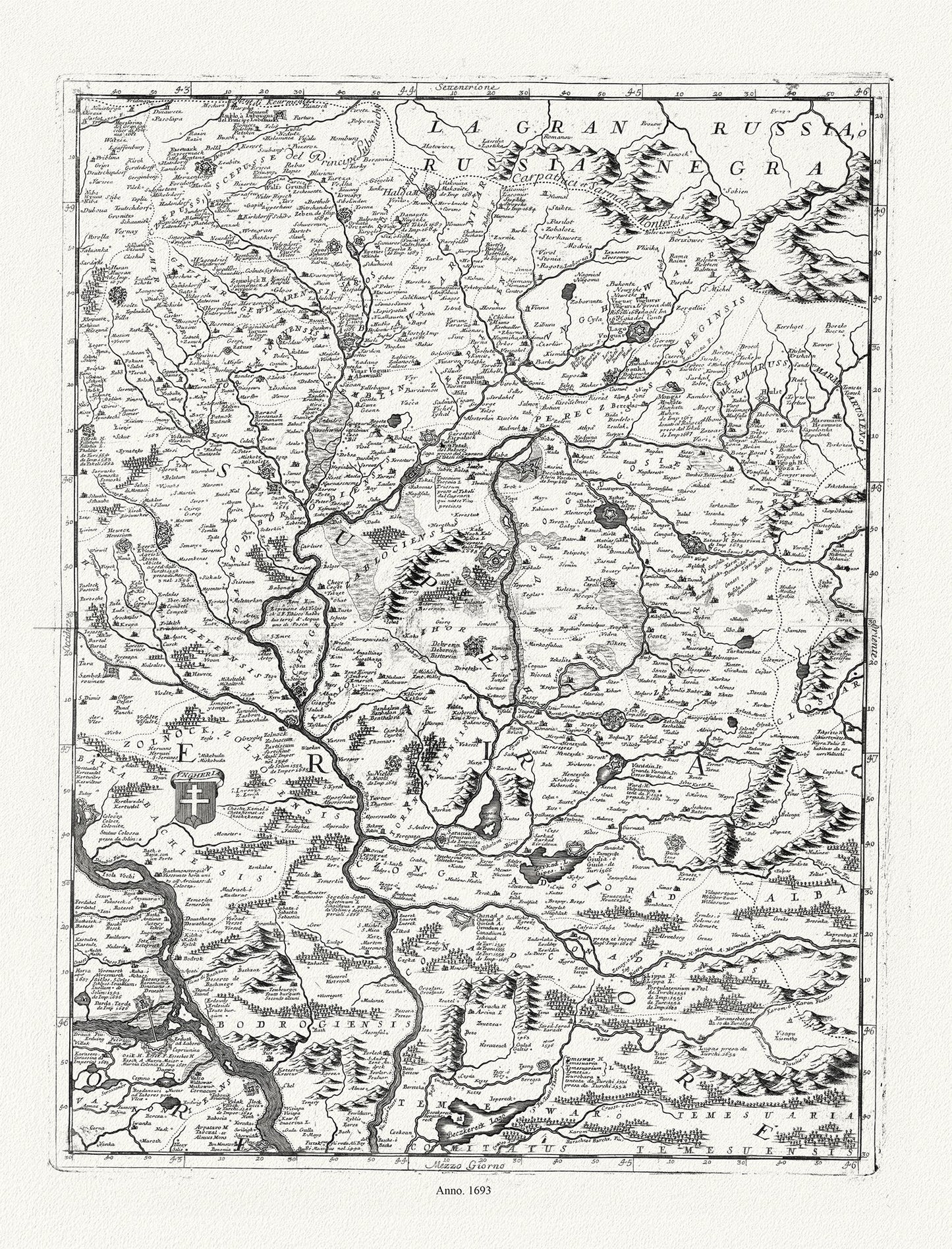 Europe: East: Danube River Valley: Coronelli (Vicenzo 1650 - 1718), Corso del Danubio (Planche 5 de 6), 1693 - The Map Chest
