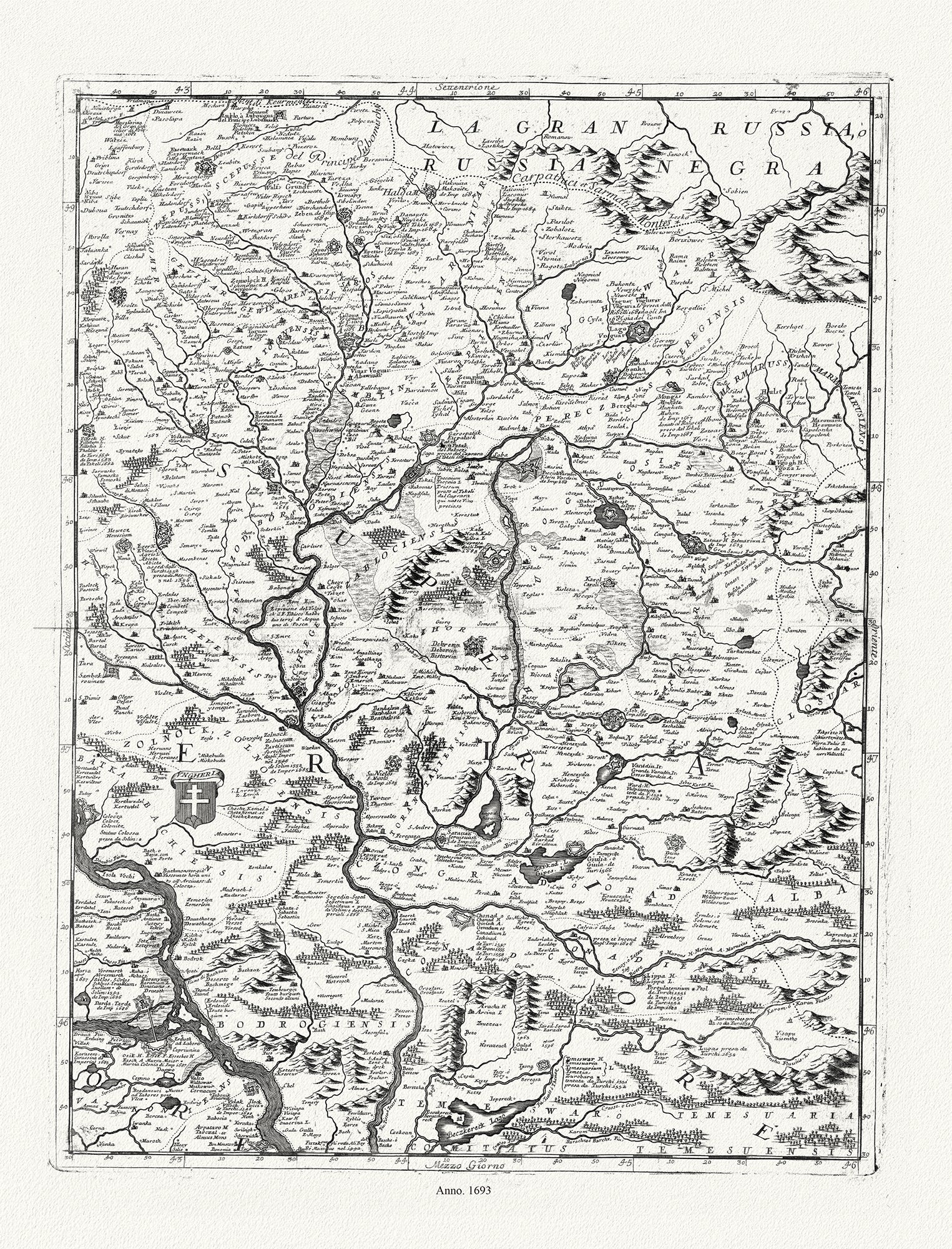 Europe: East: Danube River Valley: Coronelli (Vicenzo 1650 - 1718), Corso del Danubio (Planche 5 de 6), 1693 - The Map Chest