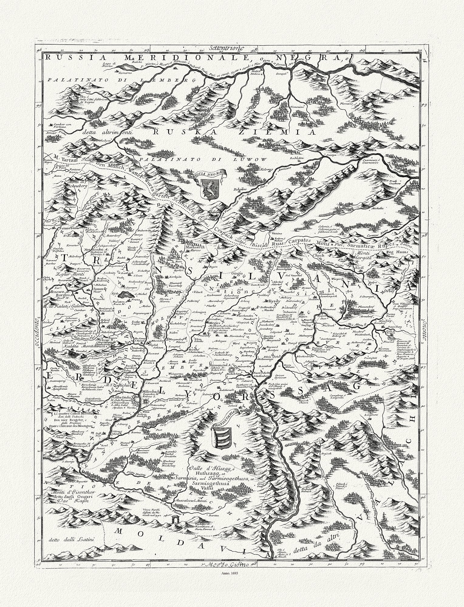 Europe: East: Danube River Valley: Coronelli (Vicenzo 1650 - 1718), Corso del Danubio (Planche 6 de 6), 1693 - The Map Chest