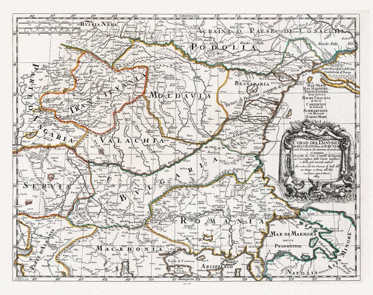 Europe: East: Danube River Valley: E Corso del Danubio da Belgrado fino al Mar Nero.1684. Rossi et al. auth. - The Map Chest