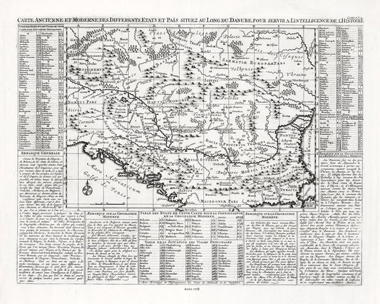 Europe: East: Danube River Valley: Henri Chatelain, Carte ancienne et moderne des differents Etats et Pais situez au long du Danube, 1718 - The Map Chest