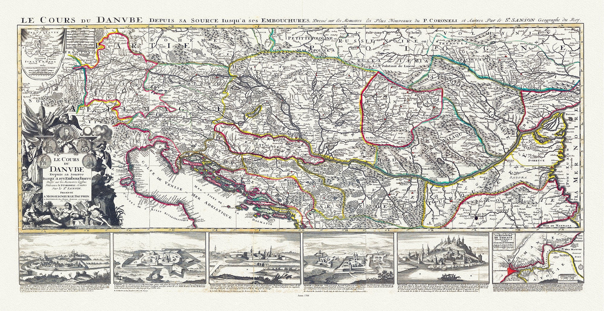 Europe: East: Danube River Valley: Jaillot, Mortier et Sanson, Le Cours de Danube, 1708 - The Map Chest