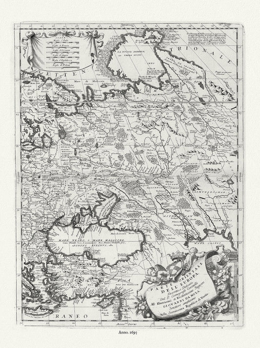 Europe: East: Parte Orientale dell' Europa (South Central Europe), 1693, Coronelli auth. - The Map Chest