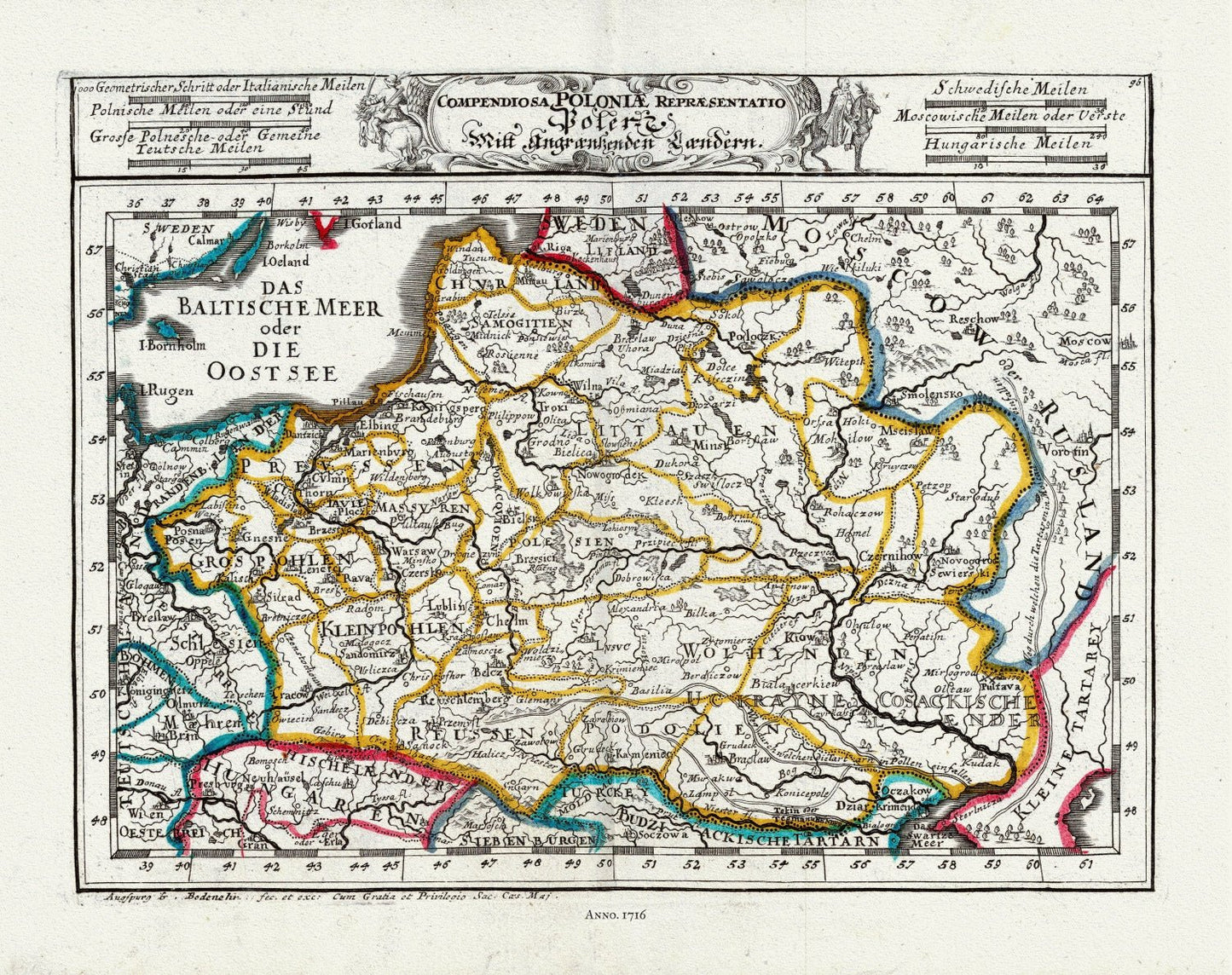 Europe: East: Poland: Bodenehr, Compendiosa Poloniae, 1716 - The Map Chest