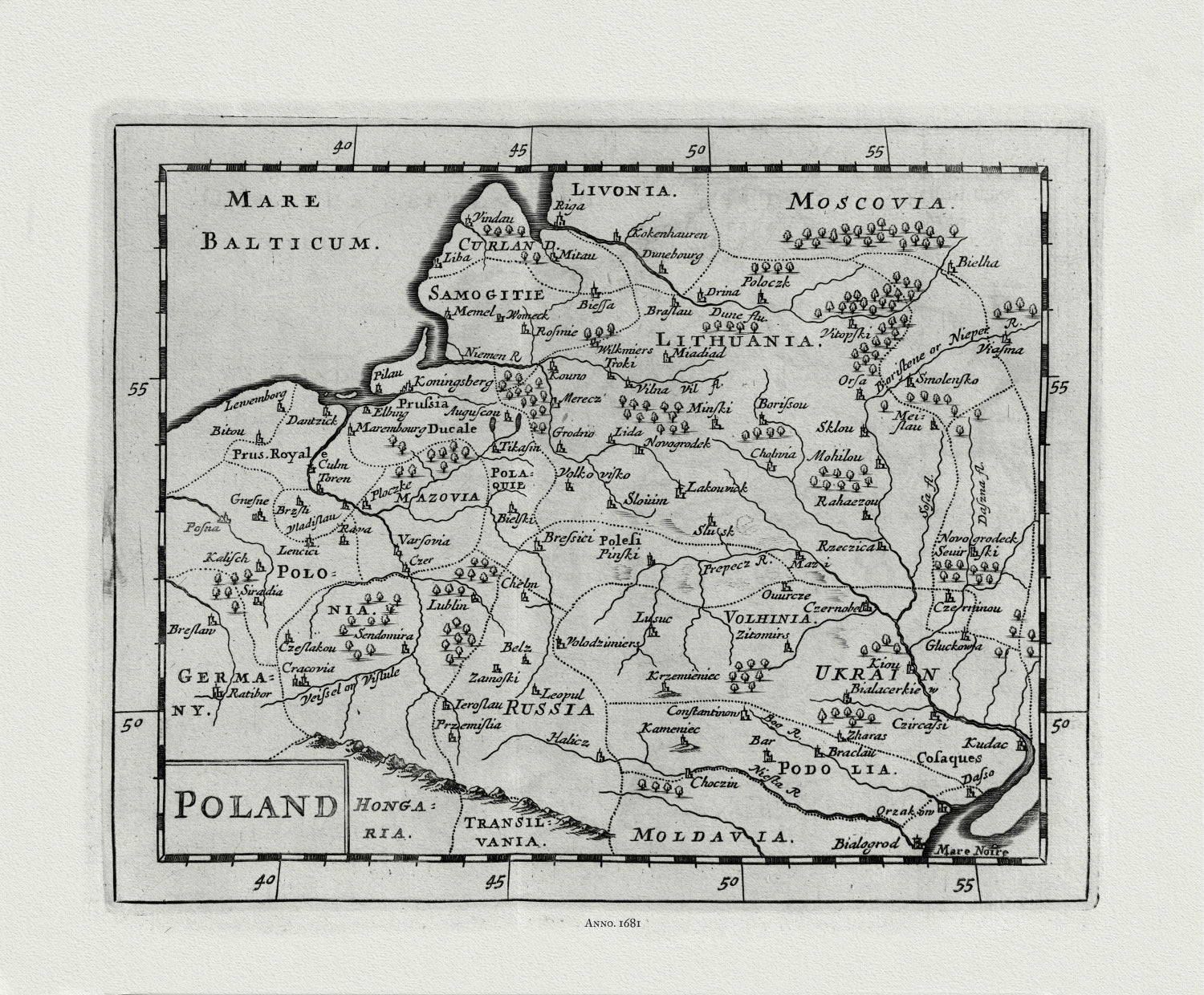 Europe: East: Poland: Flamsteed, Poland, 1681 - The Map Chest