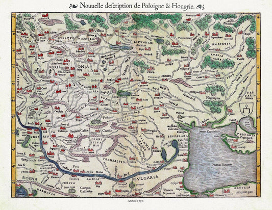 Europe: East: Poland: Munster, Polonia & Hongrie, 1550 - The Map Chest