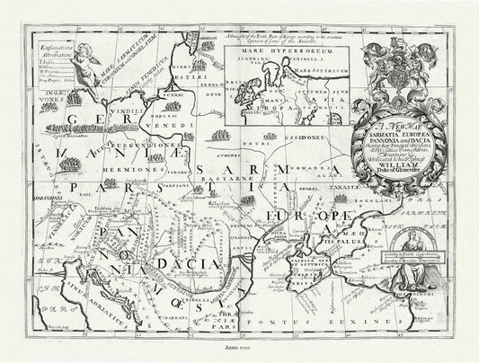 Europe: East: Ukraine: A new map of Sarmatia, Europaea Pannonia and Dacia, 1700, Wells auth - The Map Chest