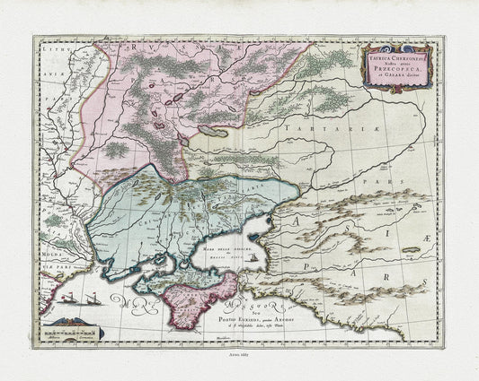 Europe: East: Ukraine: Blaue, Tavrica Chersonesvs (Ukraine), 1665 Ver. DS - The Map Chest