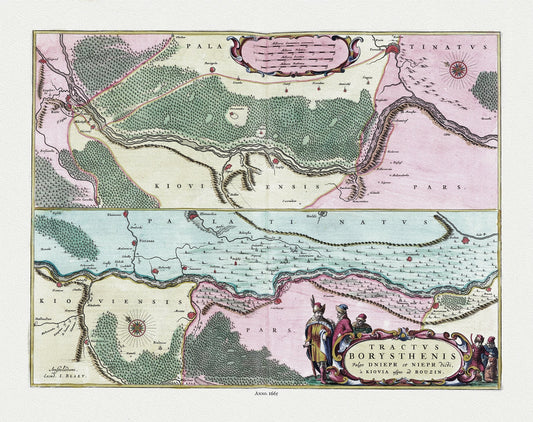 Europe: East: Ukraine: Blaue, Tractvs Borysthenis Vulgo Dniepr et Niepr dicti., Pl.2, 1665 DS - The Map Chest