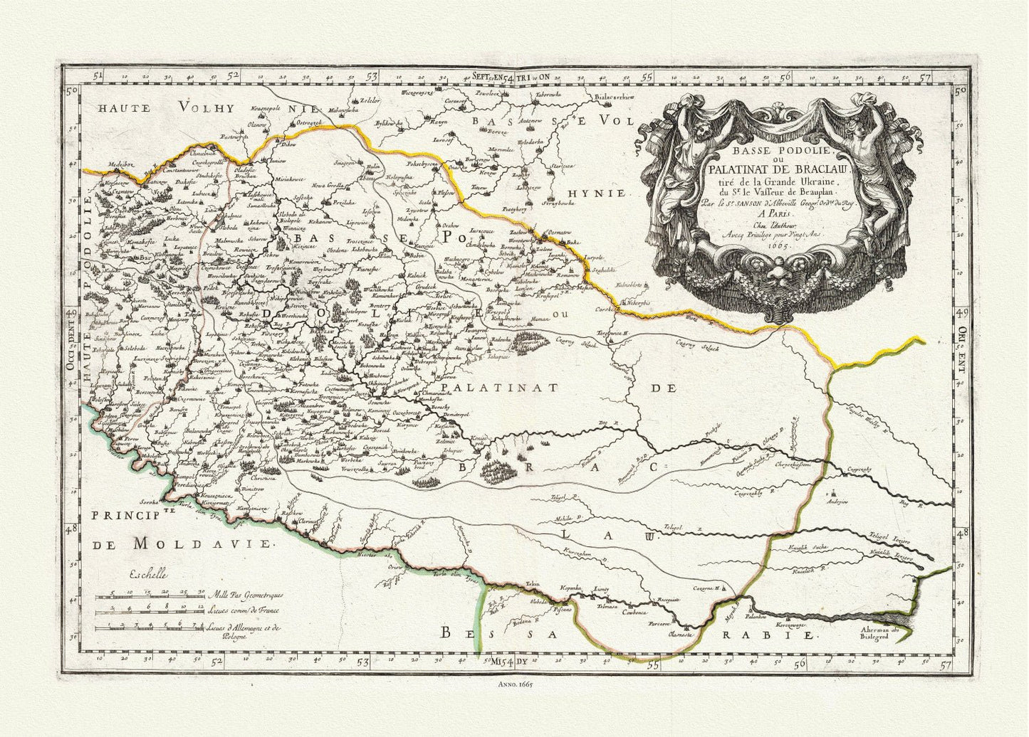 Europe: East: Ukraine: Sanson, Lower Podolia, Ukraine, 1665 - The Map Chest